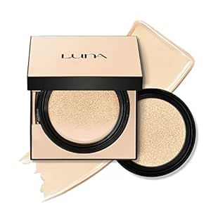 LUNA 50-Hours Conceal Fixing Cushion Foundation SPF 37 (#21 Warm Beige), Refill Included, Semi-Matte Finish, Full Coverage Korean Makeup